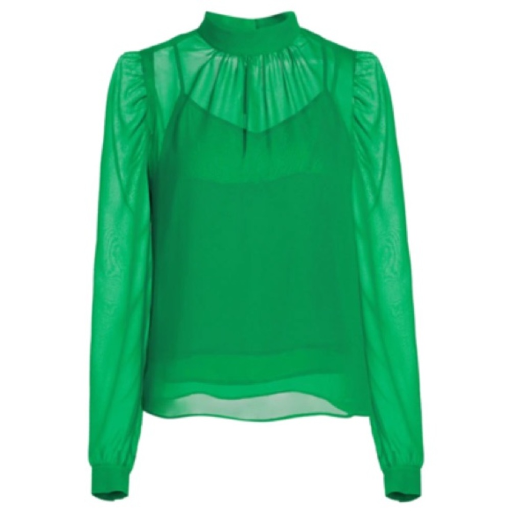 Generation Love Winona Silk Puff Sleeve Blouse in Kelly Green Size S, NWT